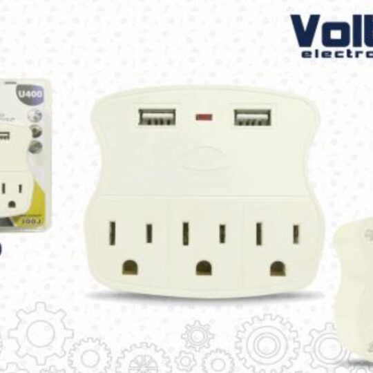 ENCHUFE 3 CONECTORES POL Y 2 USB