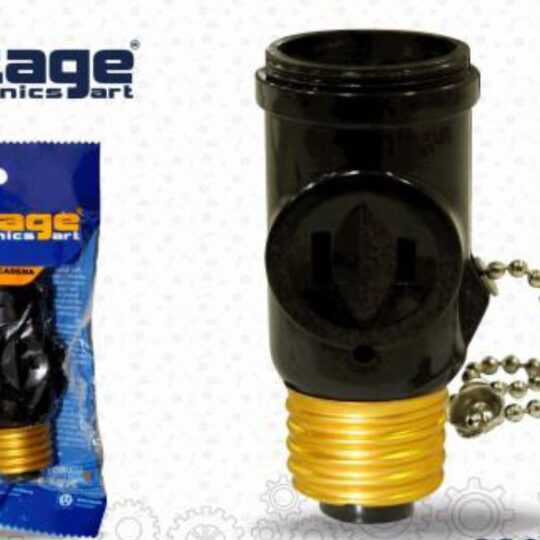 Porta Bombillo de cadena y 2 enchufes