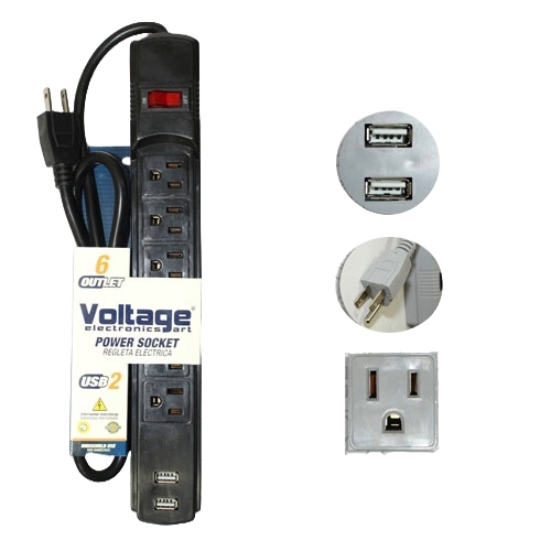 REGLETA VOLTAGE GTSTM USB NEGRA